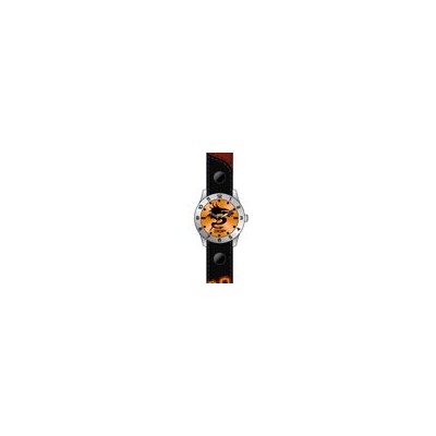 DDP - 4008808 - Montre Enfant Métal Rhodié - Quartz Analogique - Cadran Dragon - Bracelet Tissu Noir et Orange
