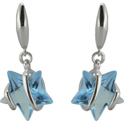 R&T - 50931 - Boucles d'Oreilles Femme - Argent 925/1000 - 2.30Gr - Oxydes de Zirconium Etoiles Bleues