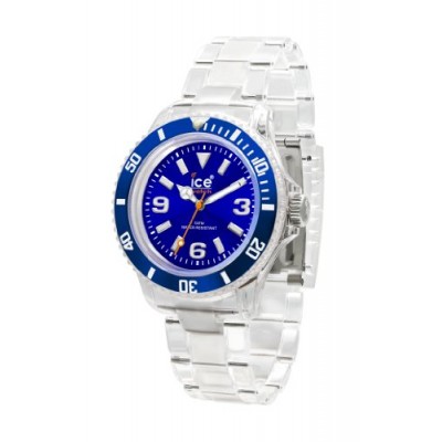 Ice Watch - CL.BE.U.P.09 - Montre Mixte - Quartz Analogique - Cadran Bleu - Bracelet Plastique Transparent - Moyen Modèle Ice Watch - CL.BE.U.P.09 - Montre Mixte - Quartz Analogique - Cadran Bleu - Bracelet Plastique Transparent - Moyen Modèle