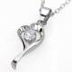 Cherilli - Collier avec pendentif coeur - ton argent - Zircone blanc diamant