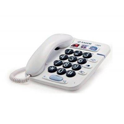 Sagem - C301 - Téléphone filaire - Touches extra-larges - Mains libres - Blanc