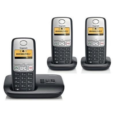 Siemens - A400 Trio - Téléphone sans fil DECT/GAP avec combine supplémentaire - Argent/Noir