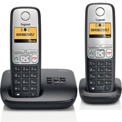 Siemens - A400A Duo - Téléphone sans fil DECT/GAP avec Répondeur + combine supplémentaire - Argent/Noir
