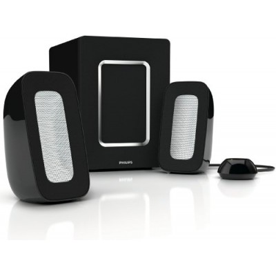 Philips - SPA4310/10 - Enceintes multimédias 2.1 pour MAC / PC - Télécommande filaire - Entrée mp3 / Sortie casque - 30 W