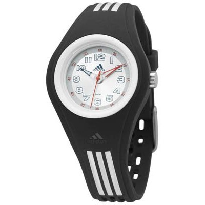 Adidas Kids - ADM2016 - Montre Enfant - Quartz Analogique - Bracelet Plastique Noir Bandes Blanches