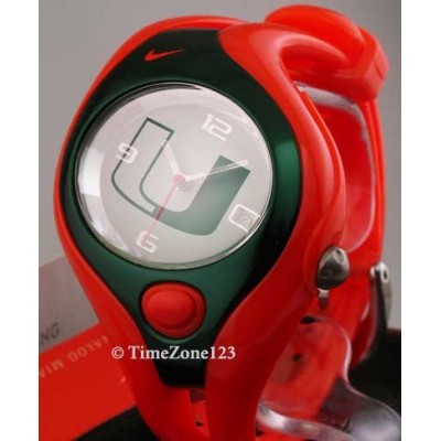 Nike Triax Swift Université NCAA analogique de l'équipe de Miami montre - Orange / Vert - WD0019-803 Montre