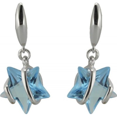 R&T - 50931 - Boucles d'Oreilles Femme - Argent 925/1000 - 2.30Gr - Oxydes de Zirconium Etoiles Bleues