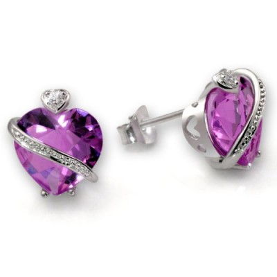 Goldmaid - Fa O836S - Boucles d'Oreille Femme - Argent 925/1000 - Oxyde de Zirconium - Violet Améthyste