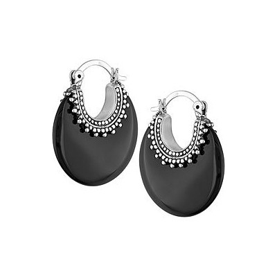 Delmar - Boucles D'oreilles Femme - Argent et Onyx