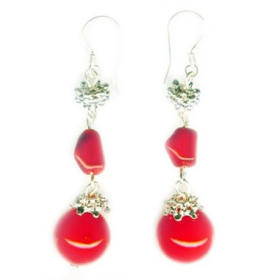 D-Gem Boucles d'oreilles en Corail Rouge 12mm sur Argent massif 925
