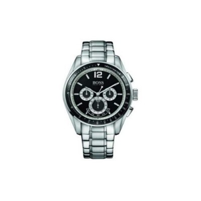 Hugo Boss - 1512404 - Montre Homme - Quartz Analogique - Cadran Noir - Chronographe - Bracelet Acier Inoxydable Argent