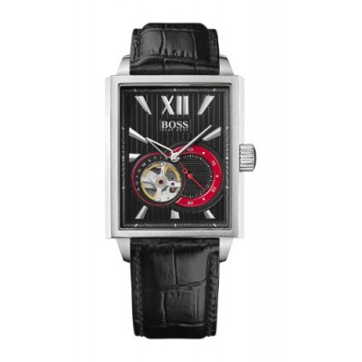 Hugo Boss - 1512505 - Montre Homme - Automatique - Cadran Gris - Bracelet Cuir Noir