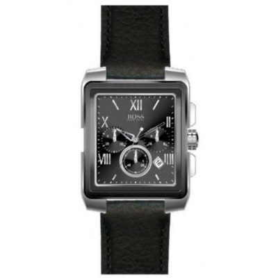 Hugo Boss - 1512486 - Montre Homme - Quartz Analogique - Cadran Noir - Chronographe - Bracelet Cuir Noir