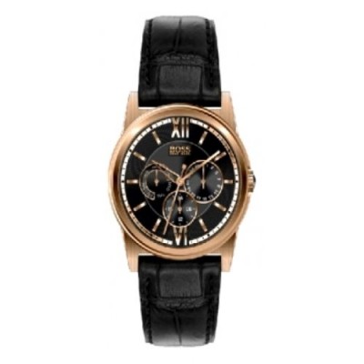 Hugo Boss - 1512591 - Montre Homme - Quartz Analogique - Cadran Noir - Bracelet Cuir Noir