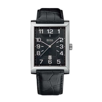 Hugo Boss - 1512359 - Montre Homme - Quartz Analogique - Cadran Noir - Bracelet Cuir Noir