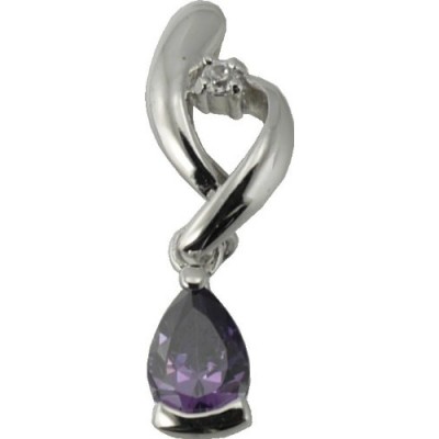 R&T - Pendentif Pendant Femme - Argent 925/1000 - 1.30Gr - Oxydes de Zirconium Violets