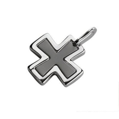 Pendentif Cobra Homme - Acier - avec Tour de cou en Gomme noire