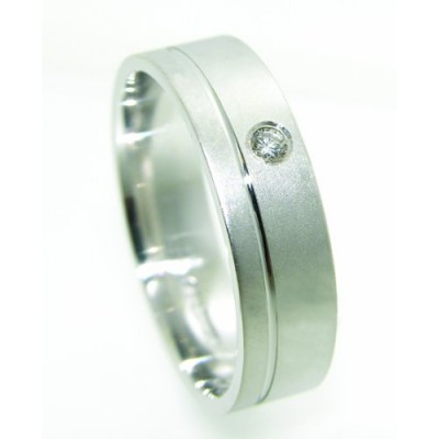 Bague de Mariage/Alliance Femme 4mm Or Blanc 750/1000 et Diamant Brillant 0.04 Carat